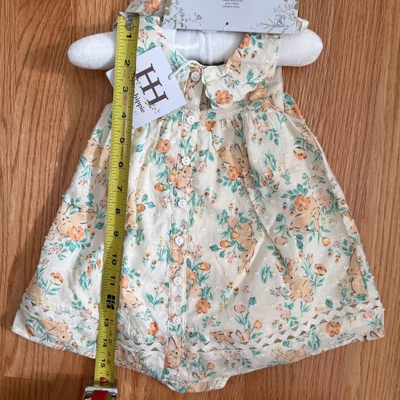 Haute Hippie Baby Girl Easter Dress W/Shoes, Bunny Ear Headband & Diaper Cover - Picture 12 of 16